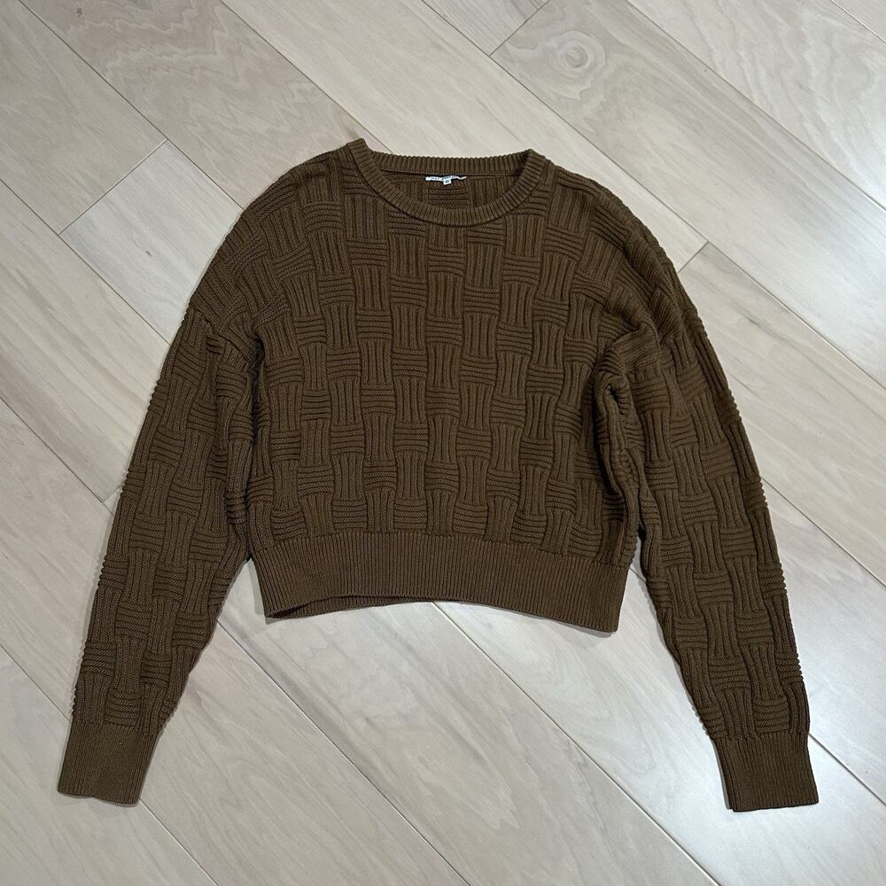 Reformation Winnie Basketweave Organic Cotton Brown Sweater Women’s Large